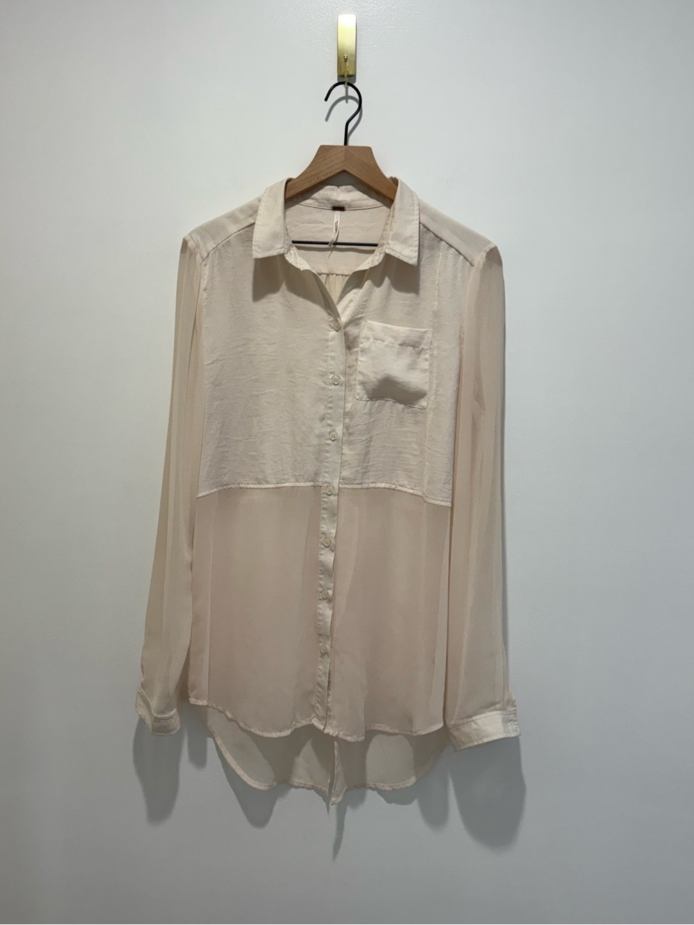 Free People Semi Sheer Button Down Blouse